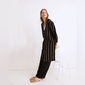 Madewell Textured Coatigan Jacket ‎Linen Feel Pocket Black/Tan XS Layering